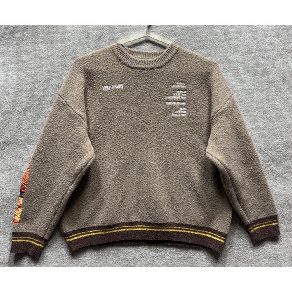 Van Gogh Art Graphic Knit Sweater Oversized Streetwear Aelfric Eden L Brown Art